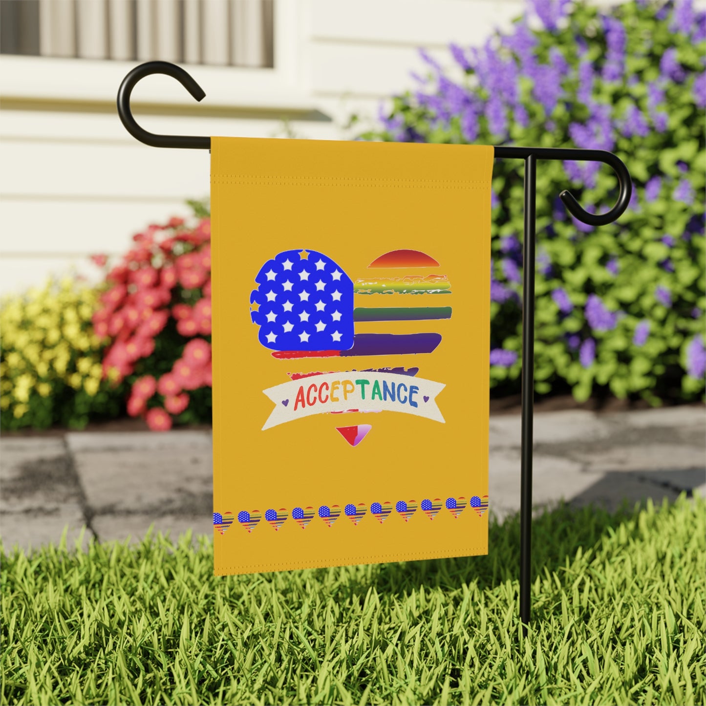 USA/LGBTQ+ Heart - Acceptance Flag - Yellow