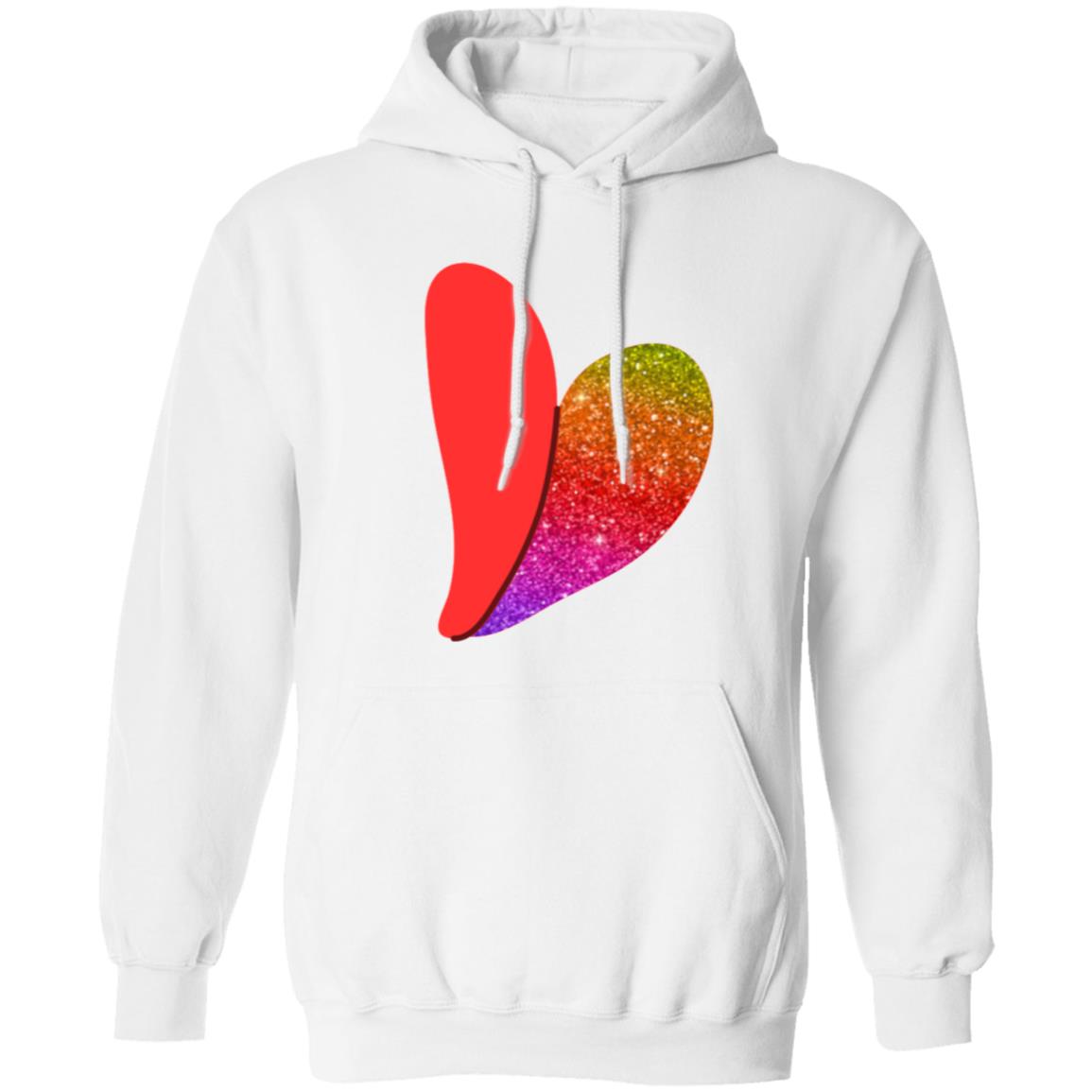 Rainbow Glitter Heart Pullover Hoodie