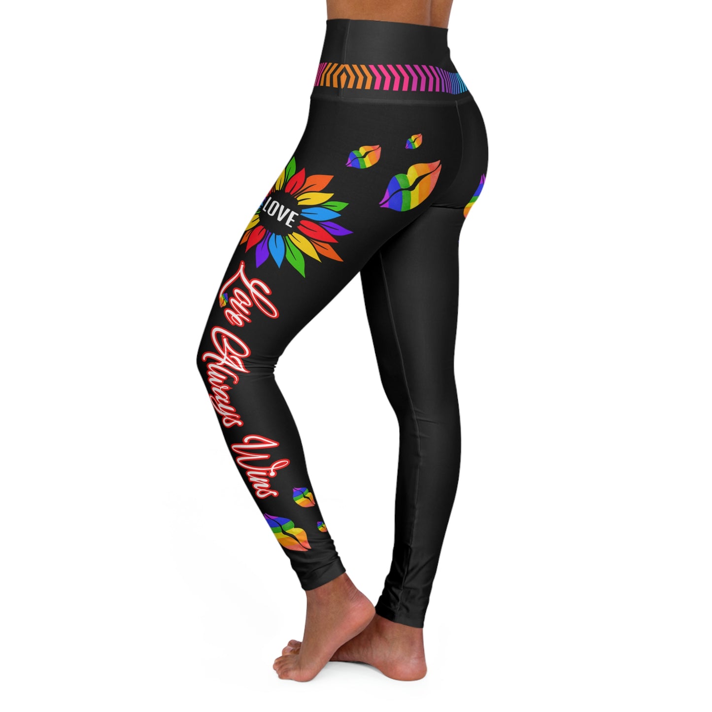 Love Always Wins - Traditional Rainbow - High Waisted Yoga Leggings (AOP)