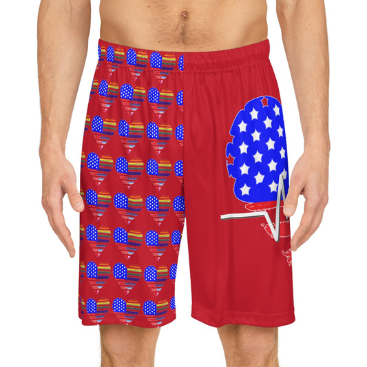 USA/LGBTQ+ Heart Basketball Shorts