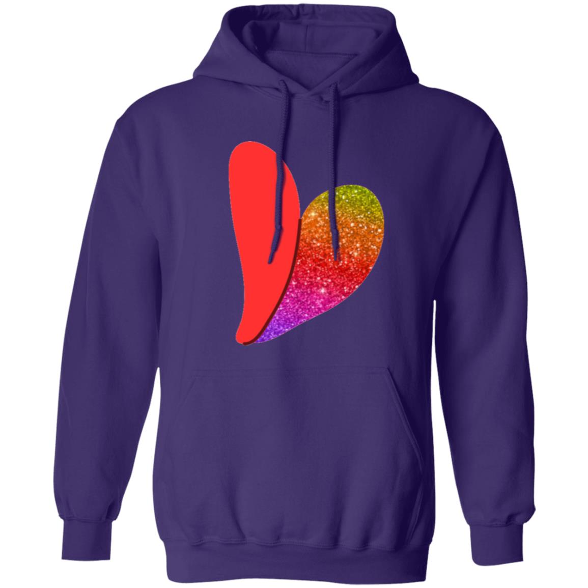 Rainbow Glitter Heart  Pullover Hoodie