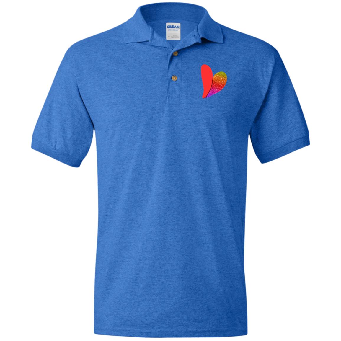 Rainbow Glitter Heart Jersey Polo