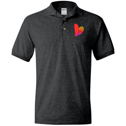 Rainbow Glitter Heart Jersey Polo