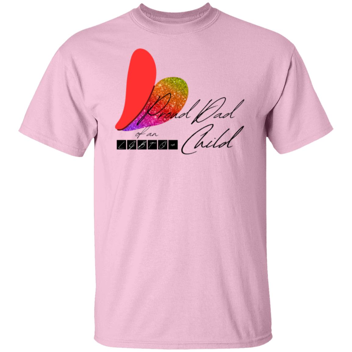 Rainbow Glitter Heart - Dad Ally Proud Dad - LGBTQ+ Child - Rainbow Heart Tee