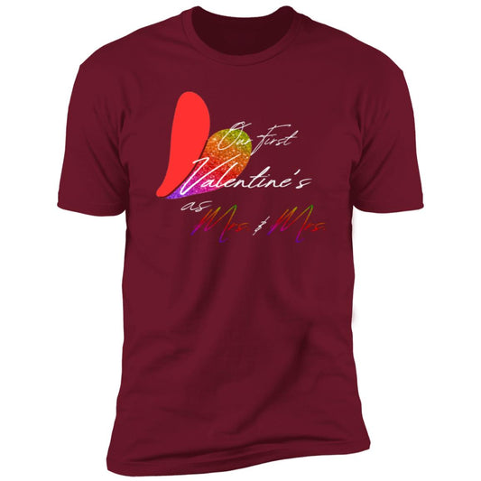 Mrs and Mrs - Rainbow Glitter White Premium Tee