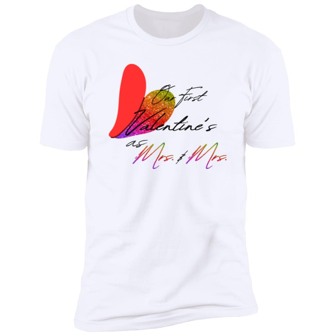 Mrs and Mrs - Rainbow Glitter Premium Tee