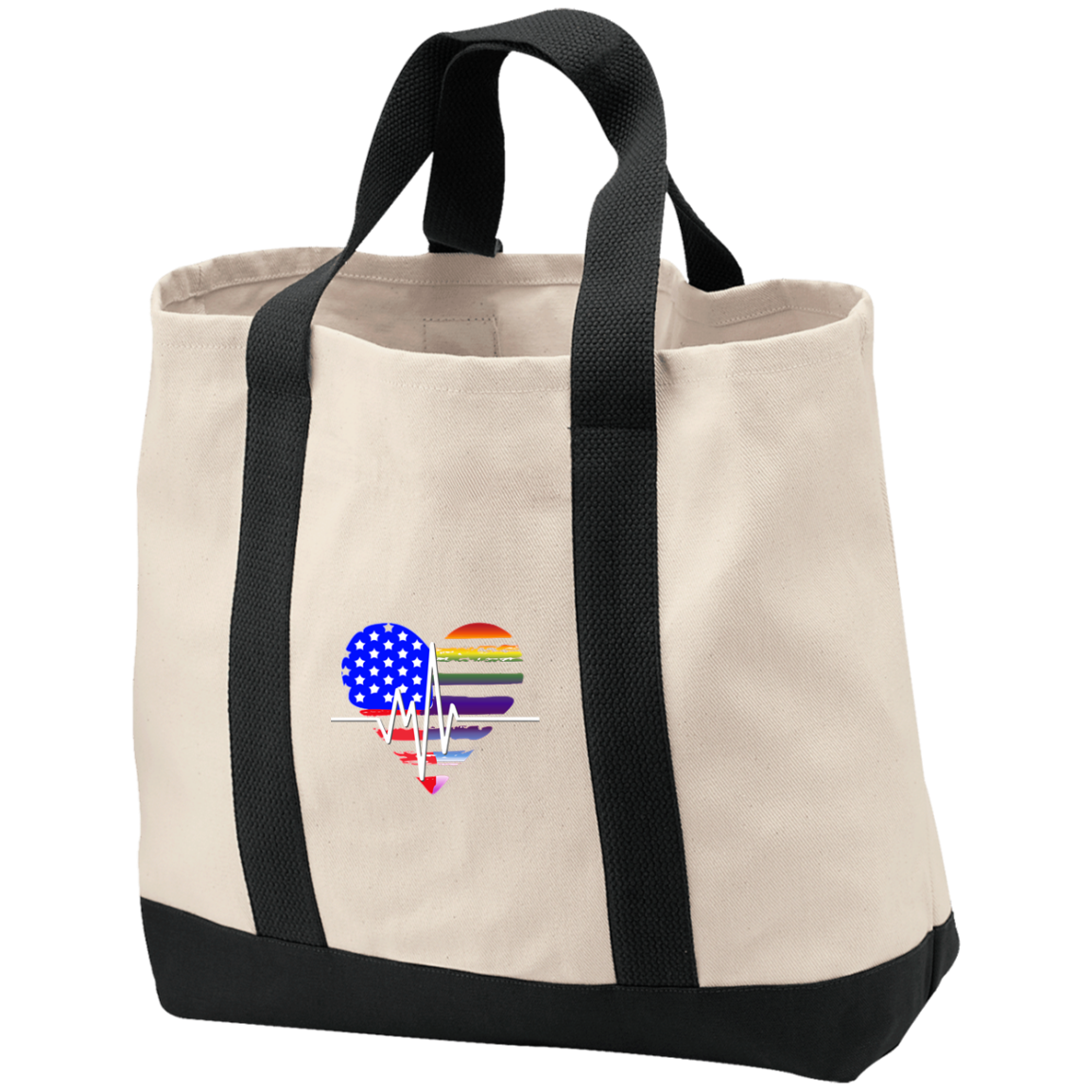 Heartbeat Patriotic/LGBTQIA+ Flag Heart Tote