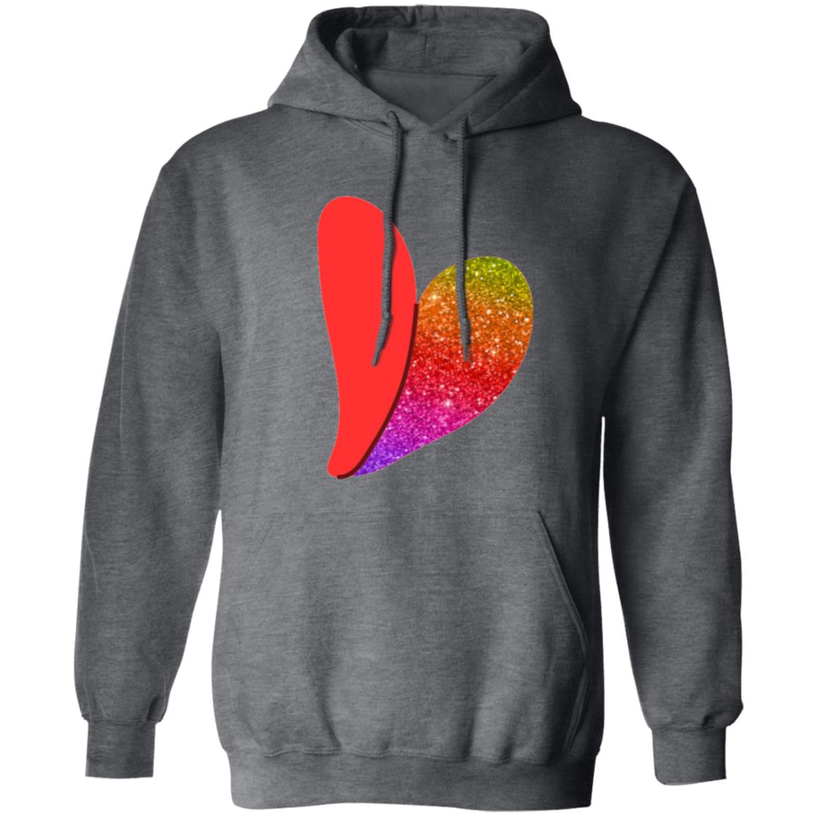 Rainbow Glitter Heart  Pullover Hoodie