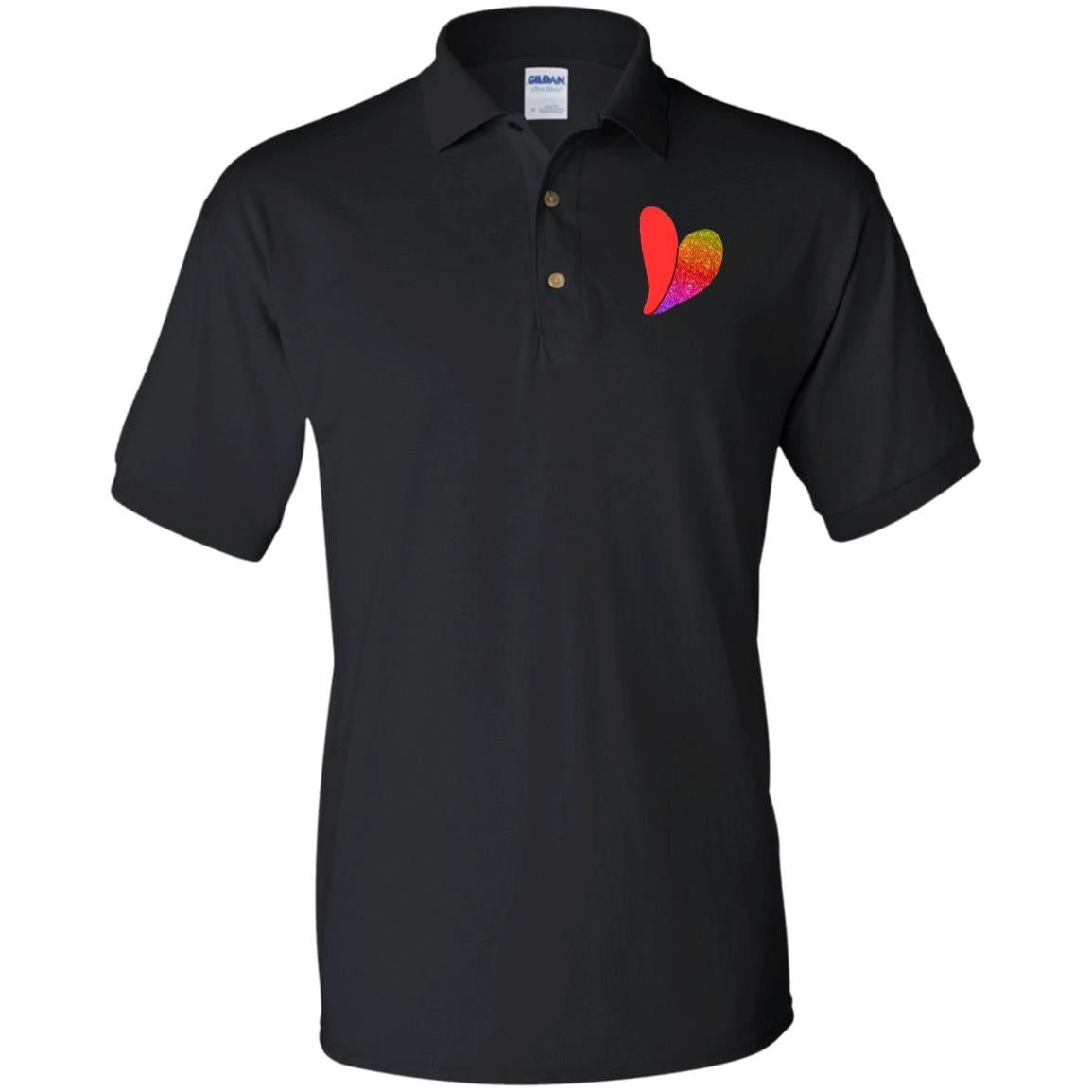 Rainbow Glitter Heart Jersey Polo