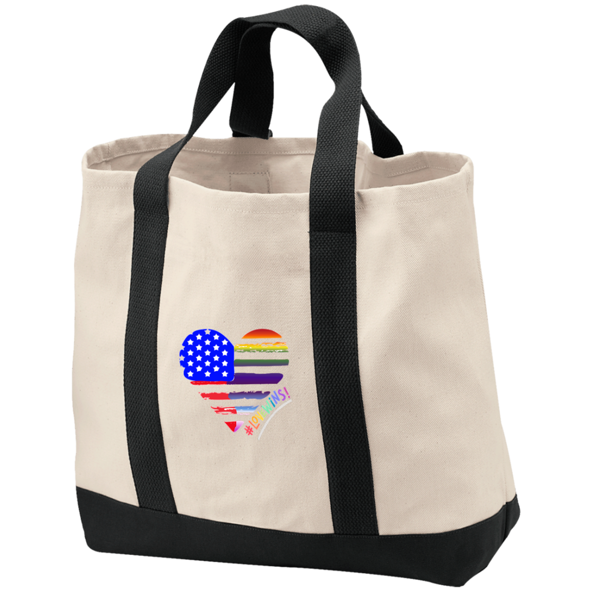 "Love Wins" Patriotic/LGBTQIA+ Heart Tote