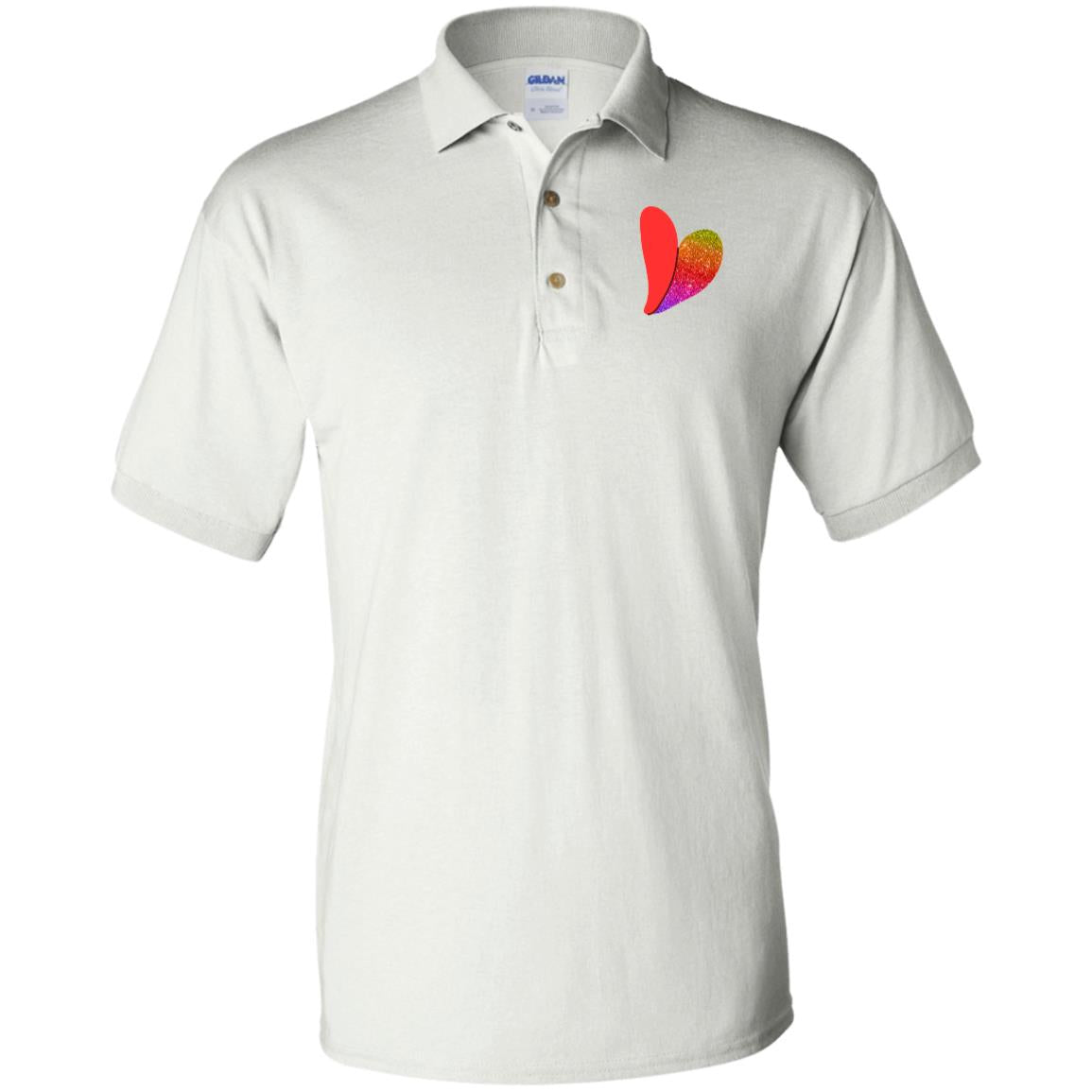 Rainbow Glitter Heart Jersey Polo