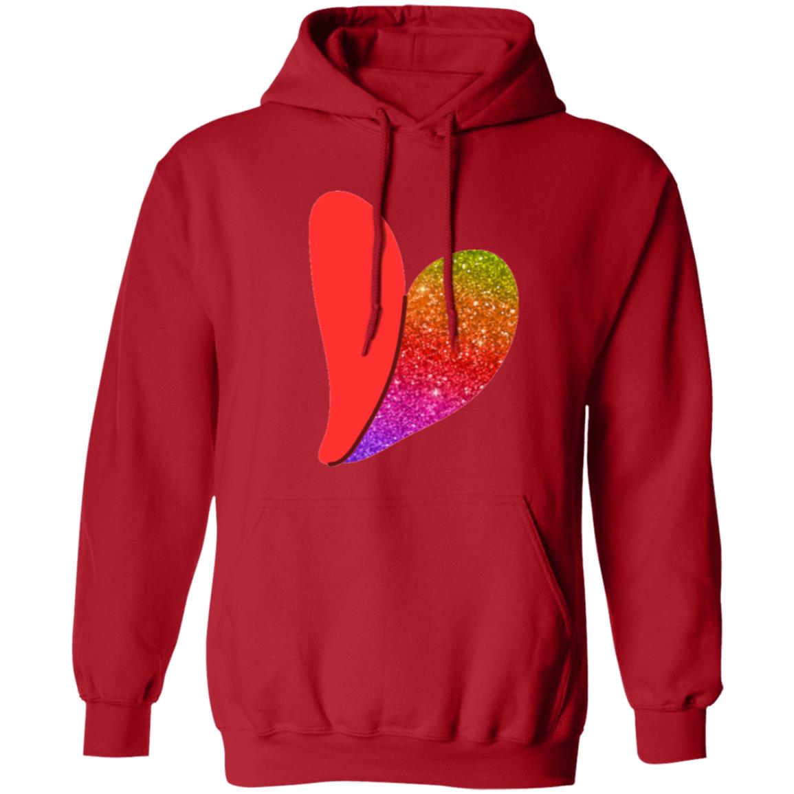 Rainbow Glitter Heart  Pullover Hoodie