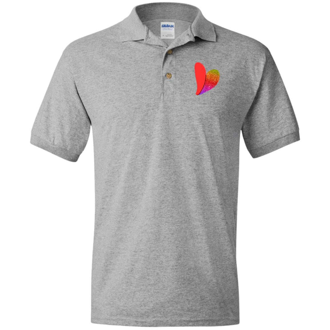 Rainbow Glitter Heart Jersey Polo