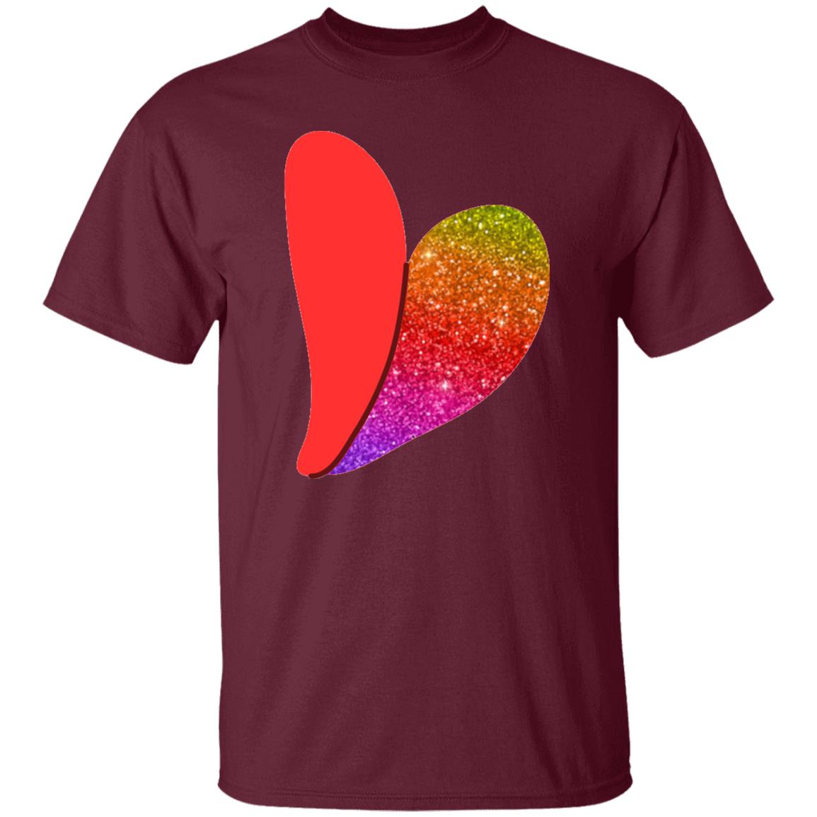 Rainbow Glitter Heart Rainbow Heart Tee