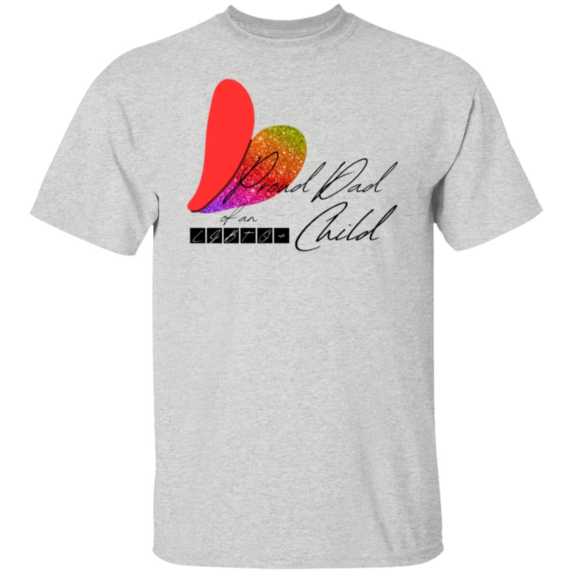 Rainbow Glitter Heart - Dad Ally Proud Dad - LGBTQ+ Child - Rainbow Heart Tee