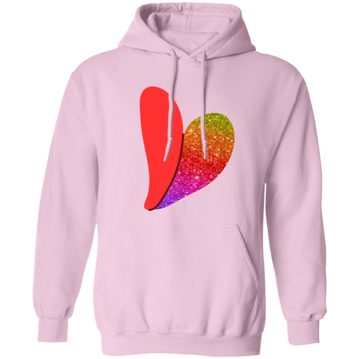 Rainbow Glitter Heart  Pullover Hoodie