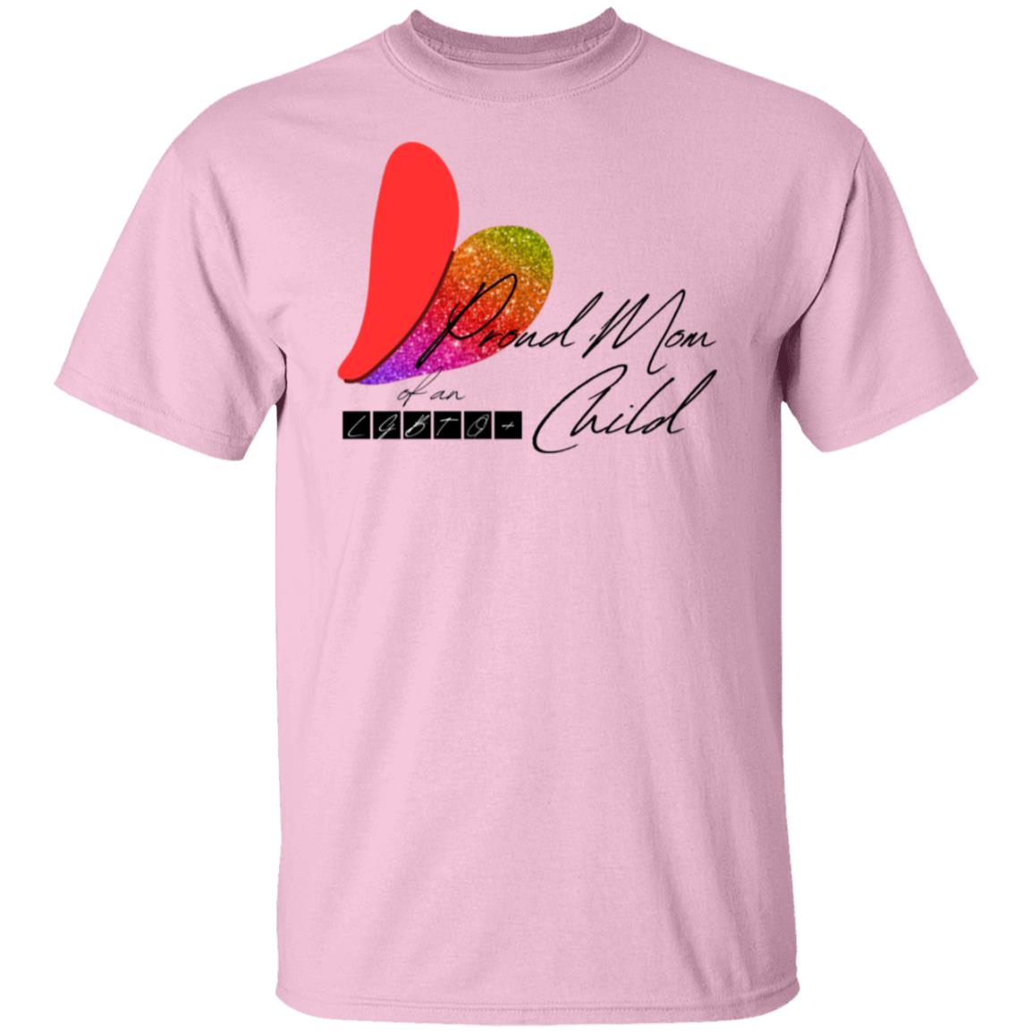 Rainbow Glitter Heart - Mom Ally Proud Mom - LGBTQ+ Child - Rainbow Heart Tee