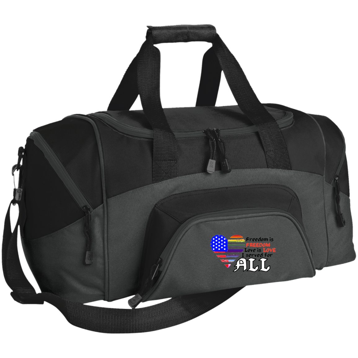 "I Served for ALL" Veteran USA Patriotic/Inclusion Heart Sport Duffel Bag