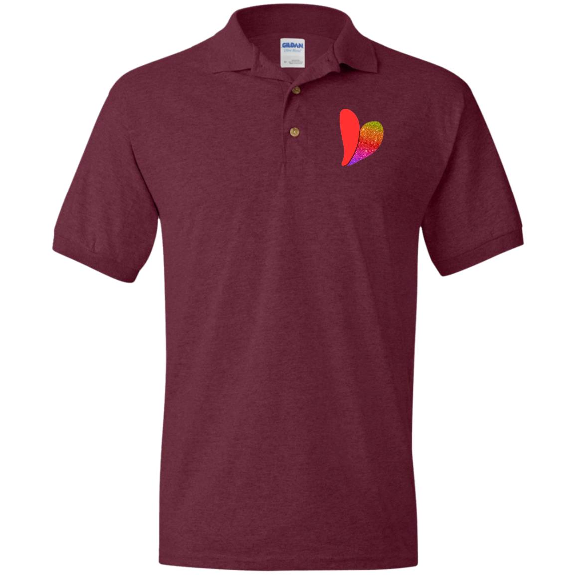 Rainbow Glitter Heart Jersey Polo