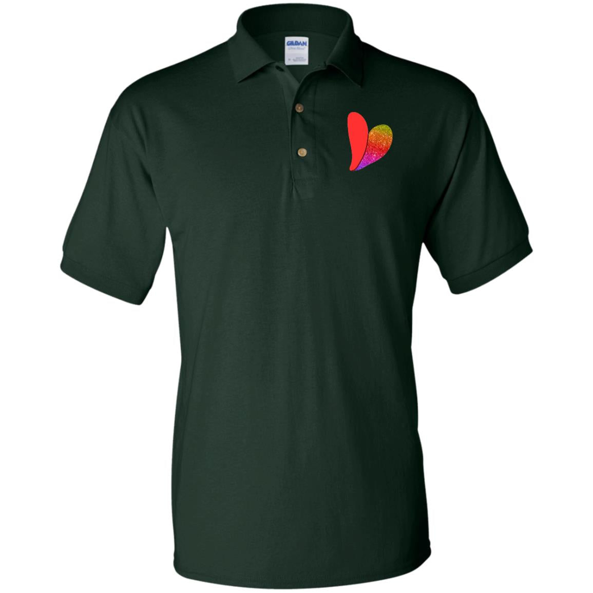 Rainbow Glitter Heart Jersey Polo