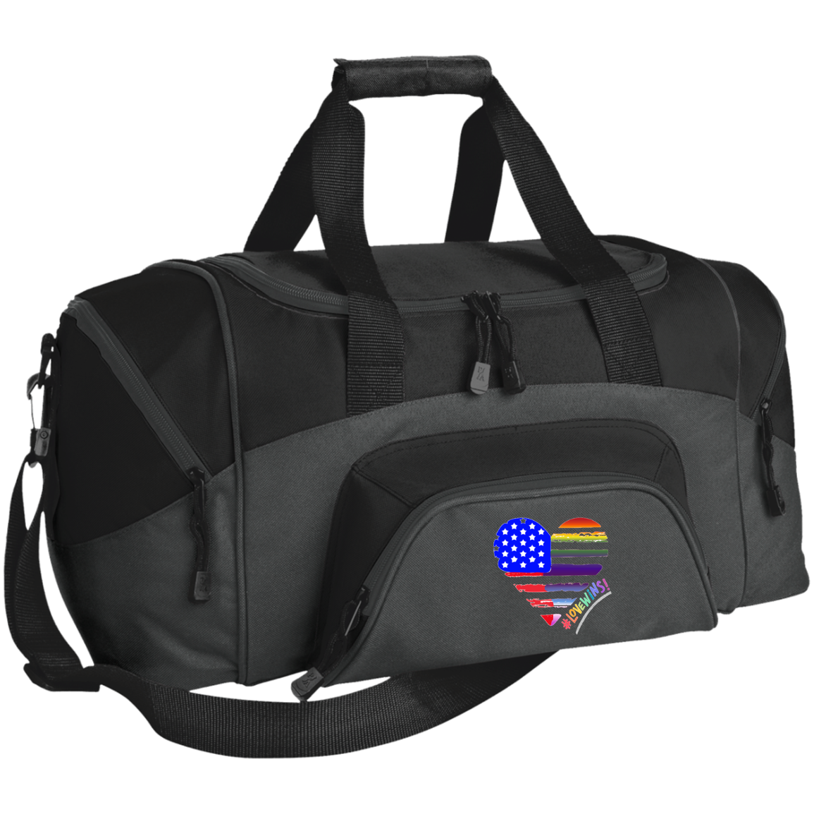 "Love Wins" USA Patriotic/Inclusion Heart Sport Duffel Bag