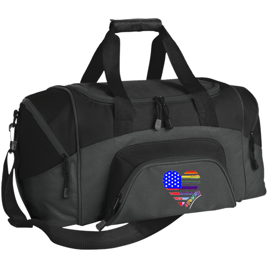 "Love Wins" USA Patriotic/Inclusion Heart Sport Duffel Bag