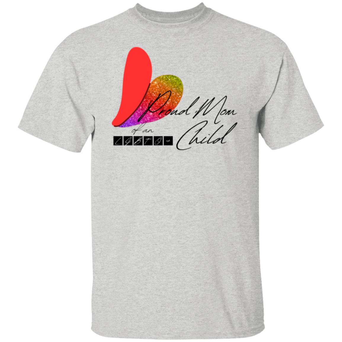 Rainbow Glitter Heart - Mom Ally Proud Mom - LGBTQ+ Child - Rainbow Heart Tee