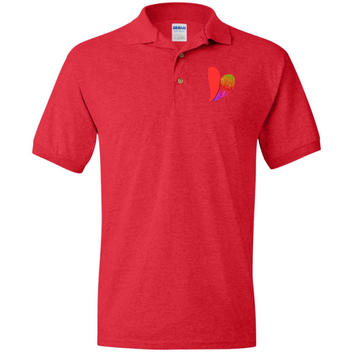 Rainbow Glitter Heart Jersey Polo