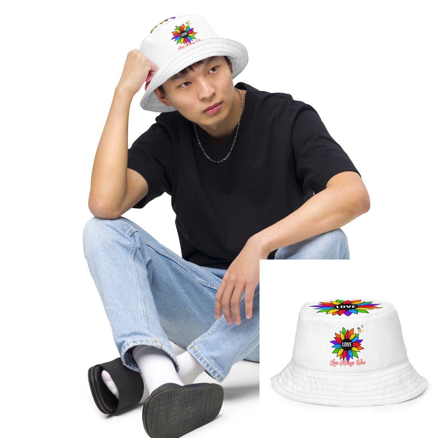 Love Always Wins - Traditional Rainbow - Reversible bucket hat