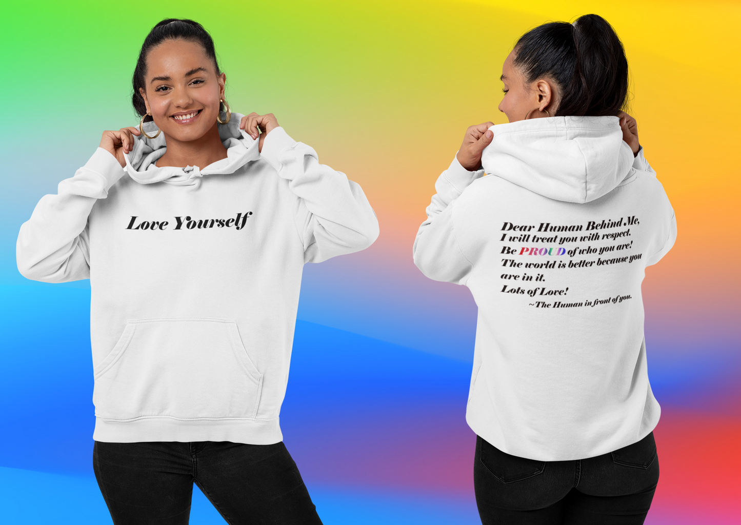 Love Yourself - Dear Human behind me. - Unisex Heavy Blend™ Hooded Sweatshirt