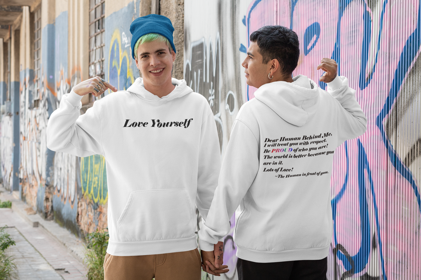 Love Yourself - Dear Human behind me. - Unisex Heavy Blend™ Hooded Sweatshirt