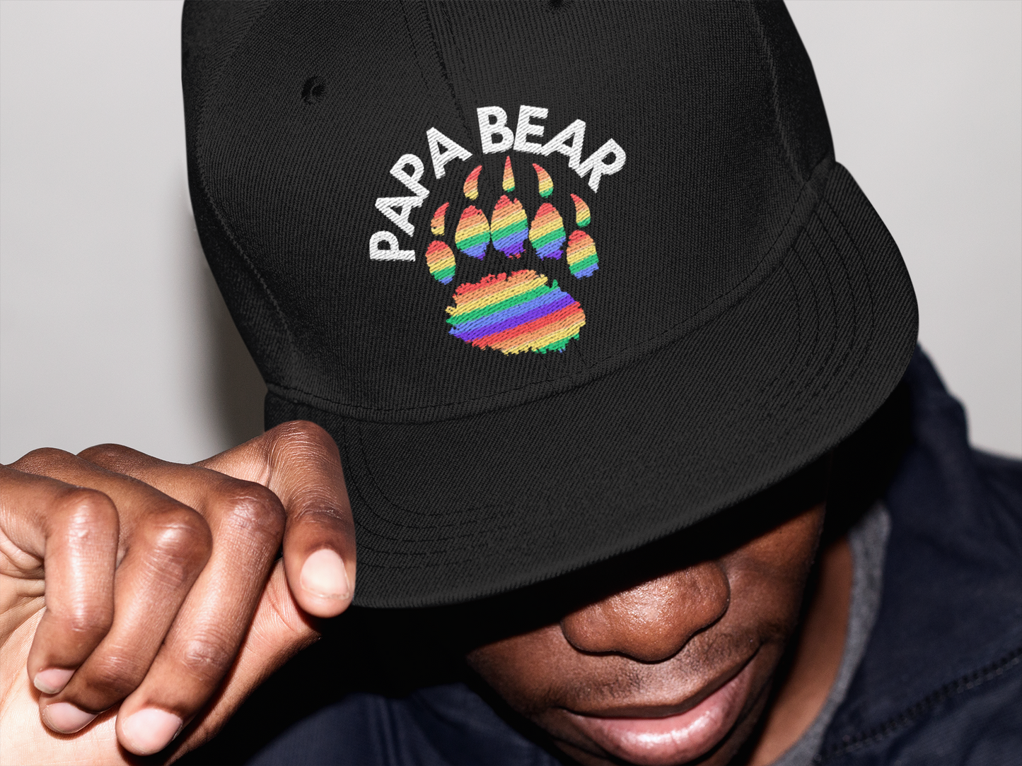 Papa Bear Dad Hat - Embroidered - Rainbow Paw