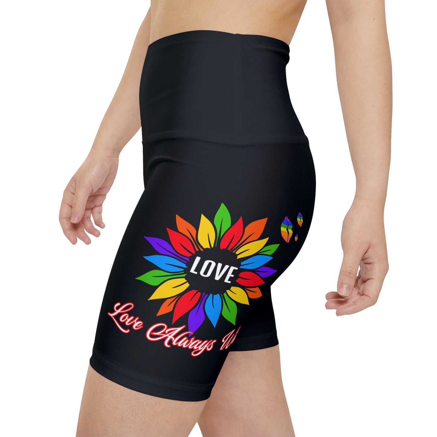 Love Always Wins High Waist Yoga Shorts (AOP)