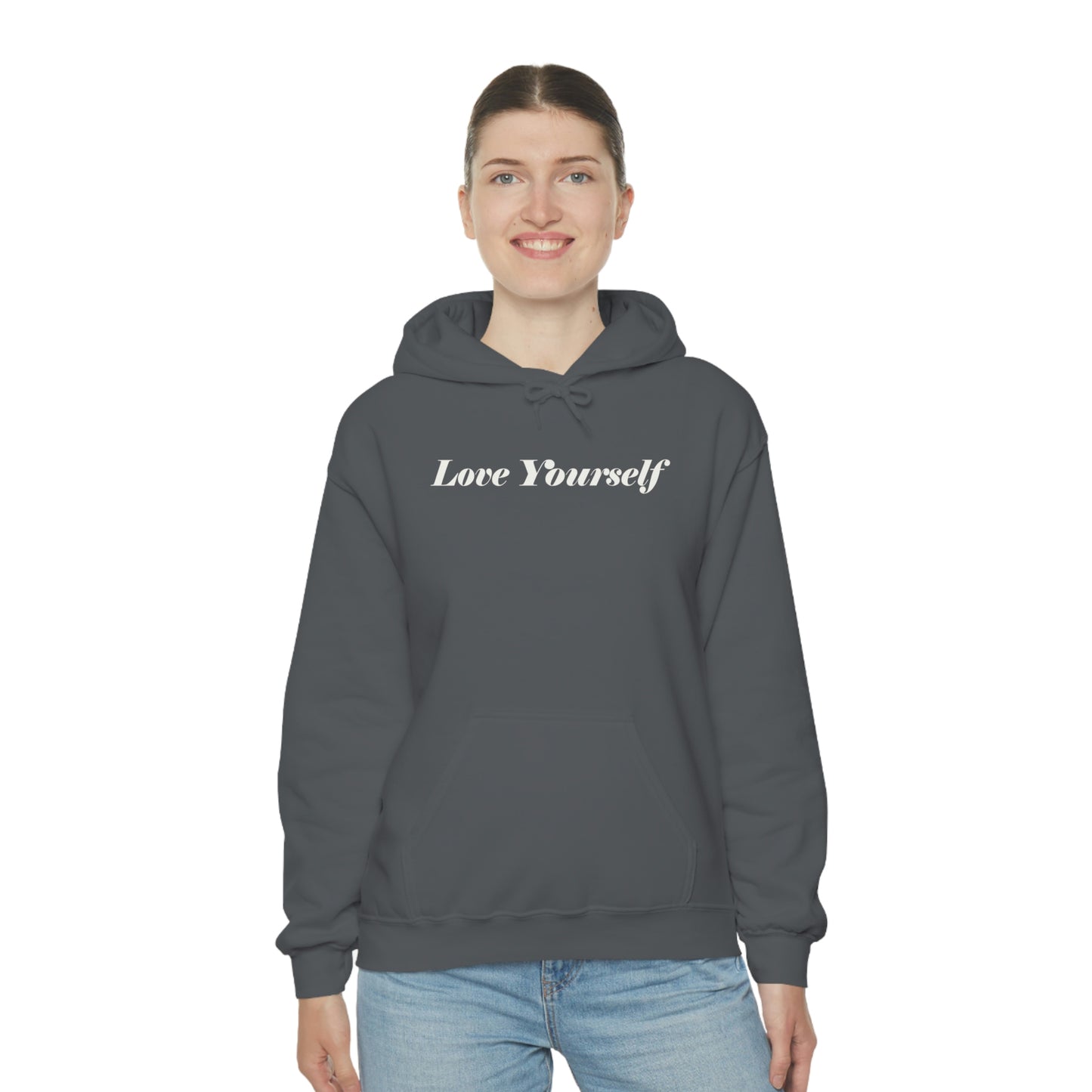 Love Yourself - Dear Human Behind Me - FRONT AND BACK - Unisex Heavy Blend™ Hooded Sweatshirt