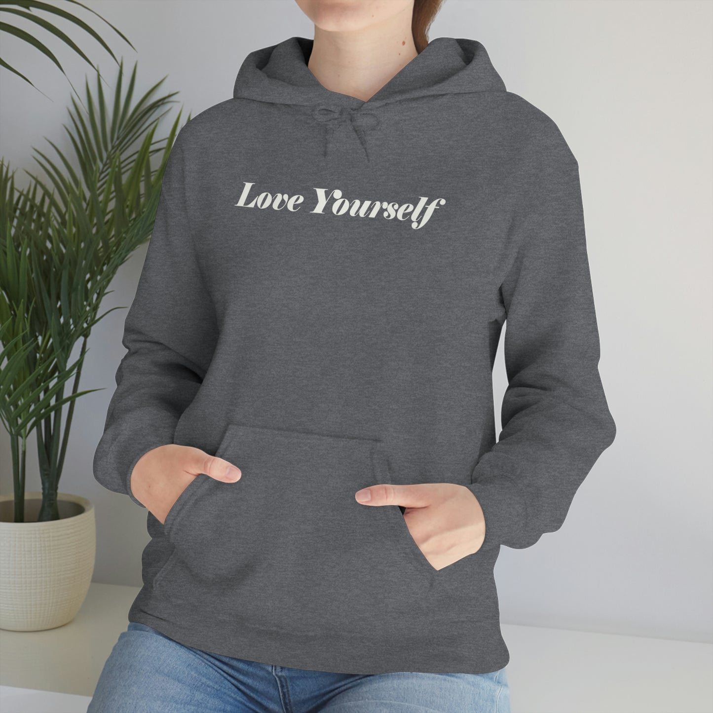 Love Yourself - Dear Human Behind Me - FRONT AND BACK - Unisex Heavy Blend™ Hooded Sweatshirt