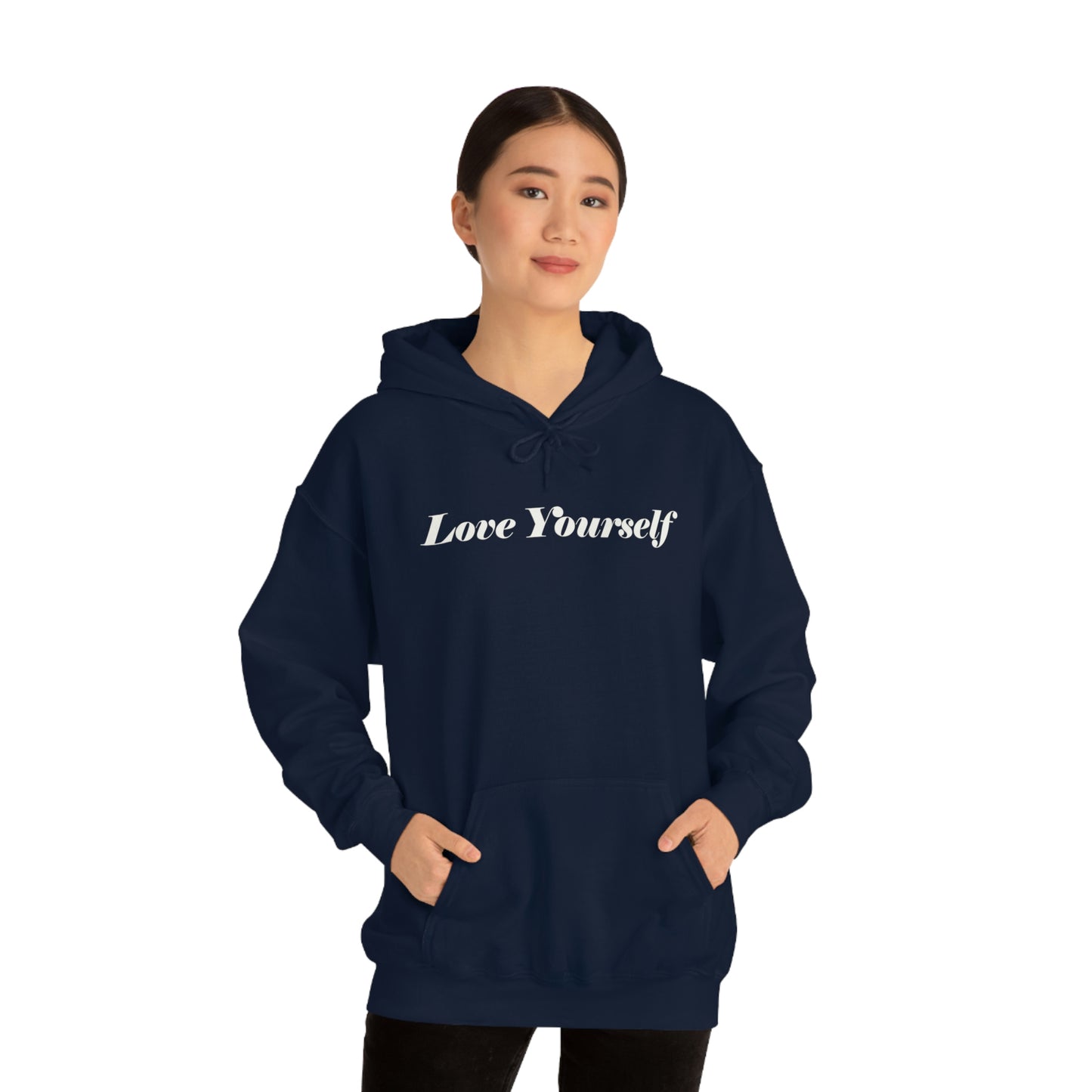 Love Yourself - Dear Human Behind Me - FRONT AND BACK - Unisex Heavy Blend™ Hooded Sweatshirt