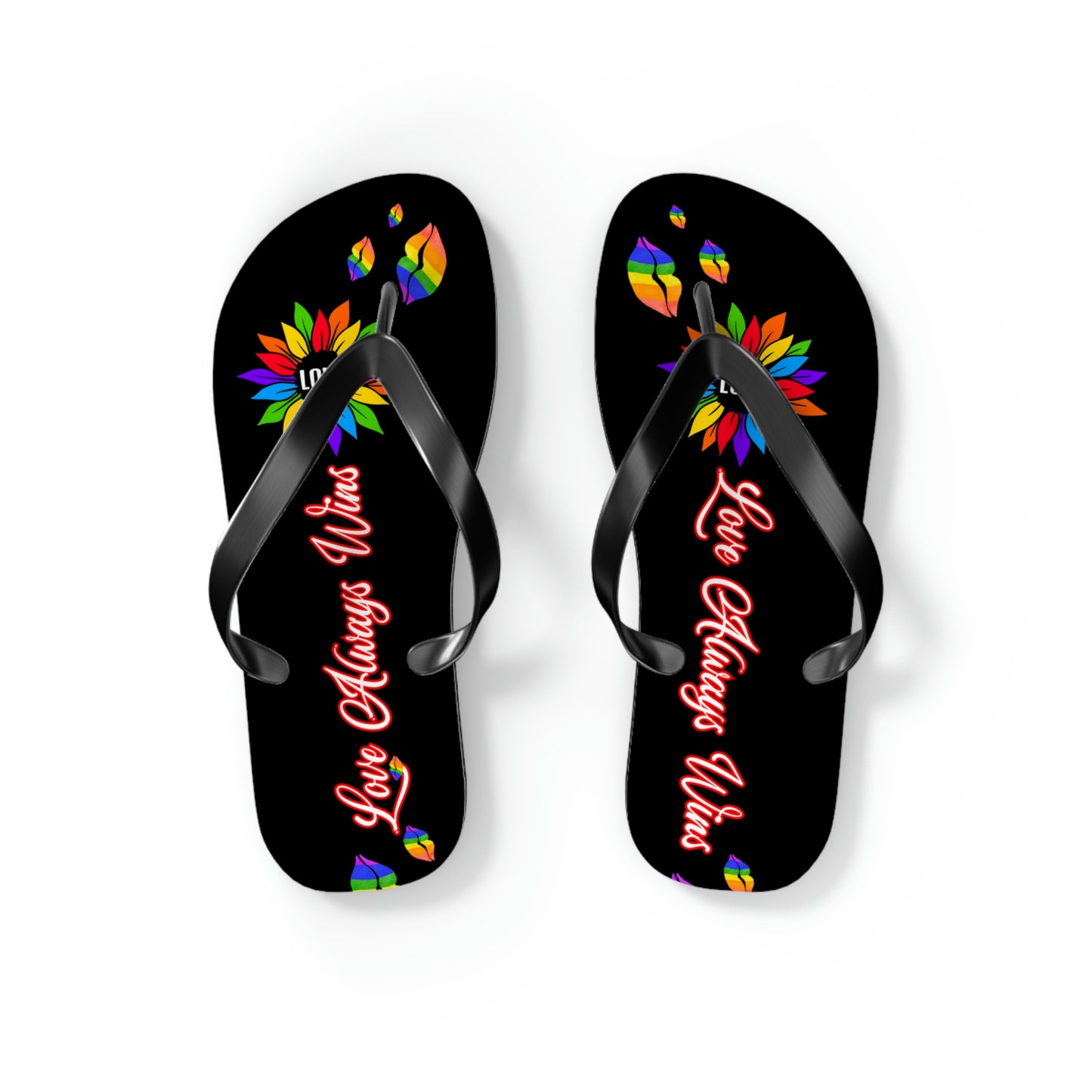 Love Always Wins - Traditional Rainbow - Flip Flops