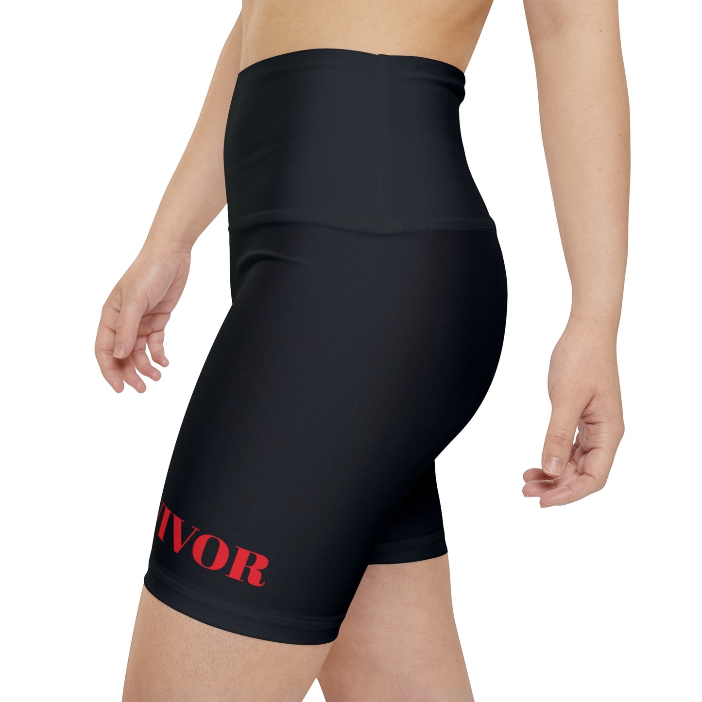 Rainbow Semicolon "Survivor" High Waist Yoga Shorts (AOP)