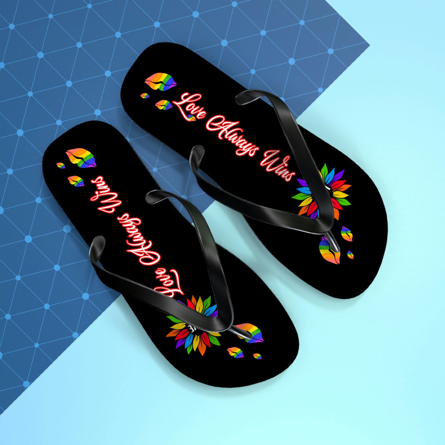 Love Always Wins - Traditional Rainbow - Flip Flops