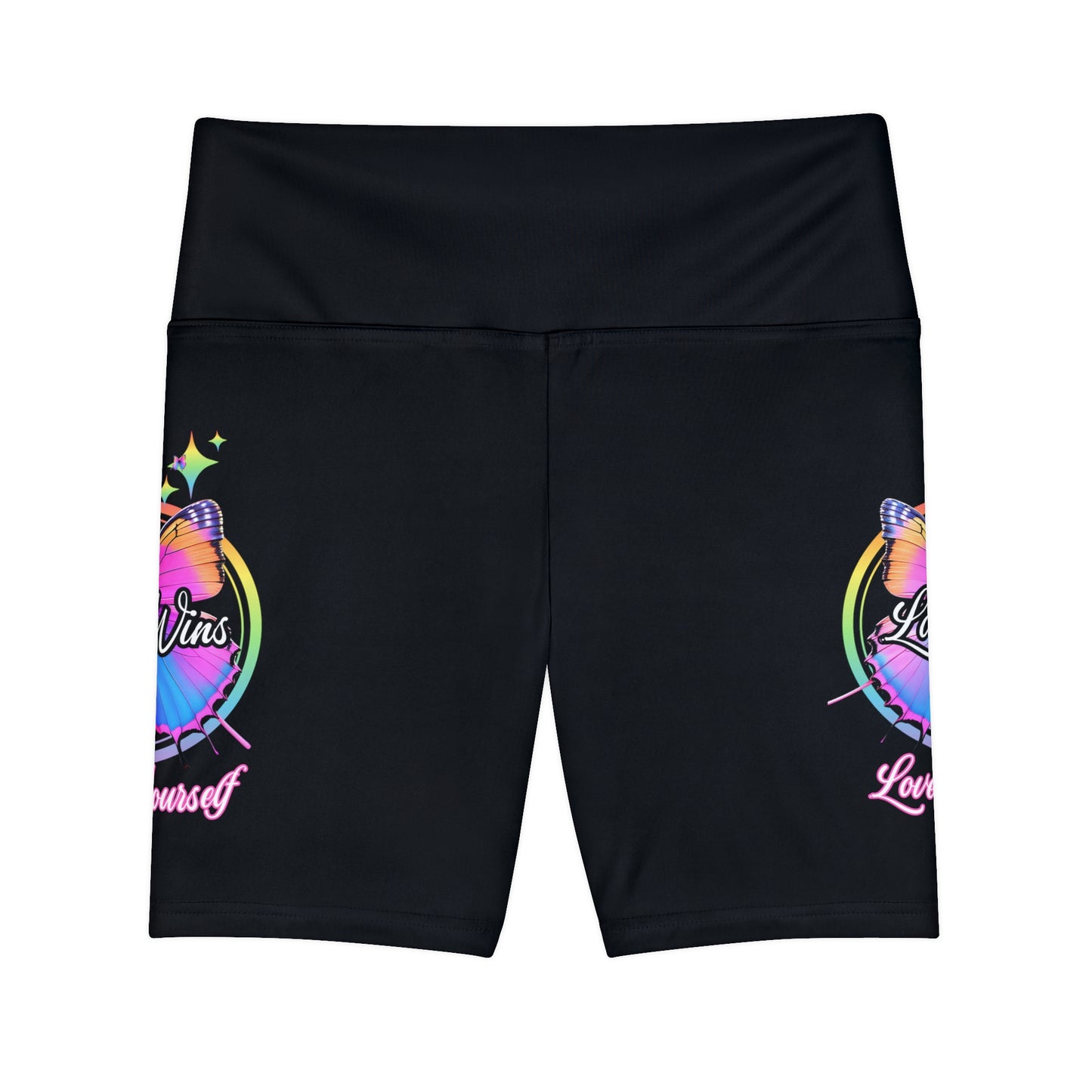 Butterfly Love Yourself High Waist Yoga Shorts (AOP)