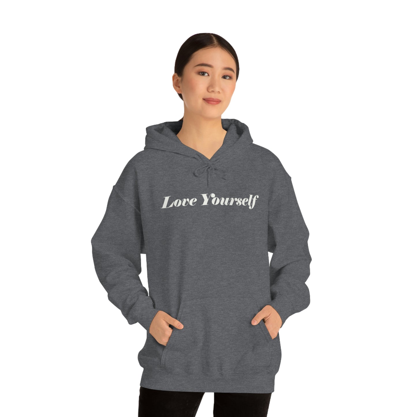 Love Yourself - Dear Human Behind Me - FRONT AND BACK - Unisex Heavy Blend™ Hooded Sweatshirt