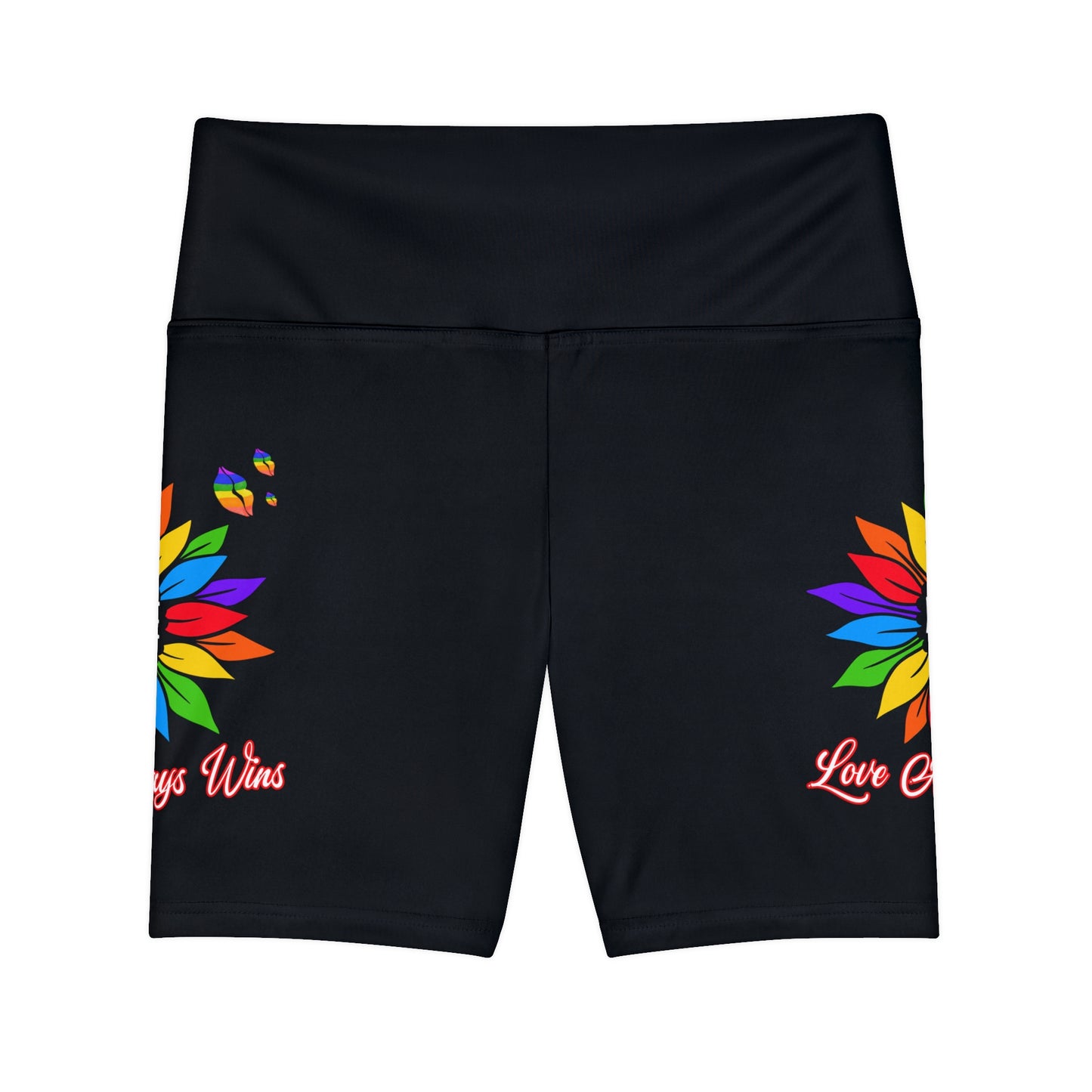 Love Always Wins High Waist Yoga Shorts (AOP)