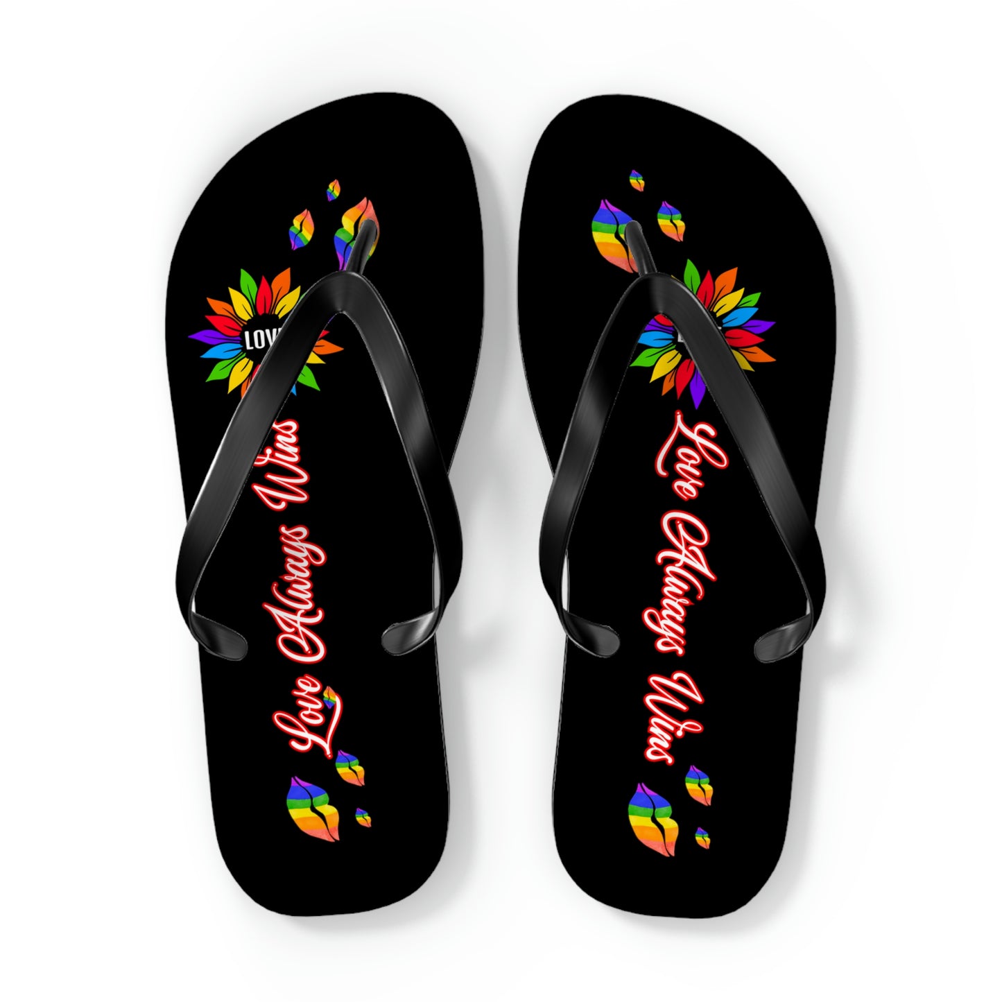 Love Always Wins - Traditional Rainbow - Flip Flops