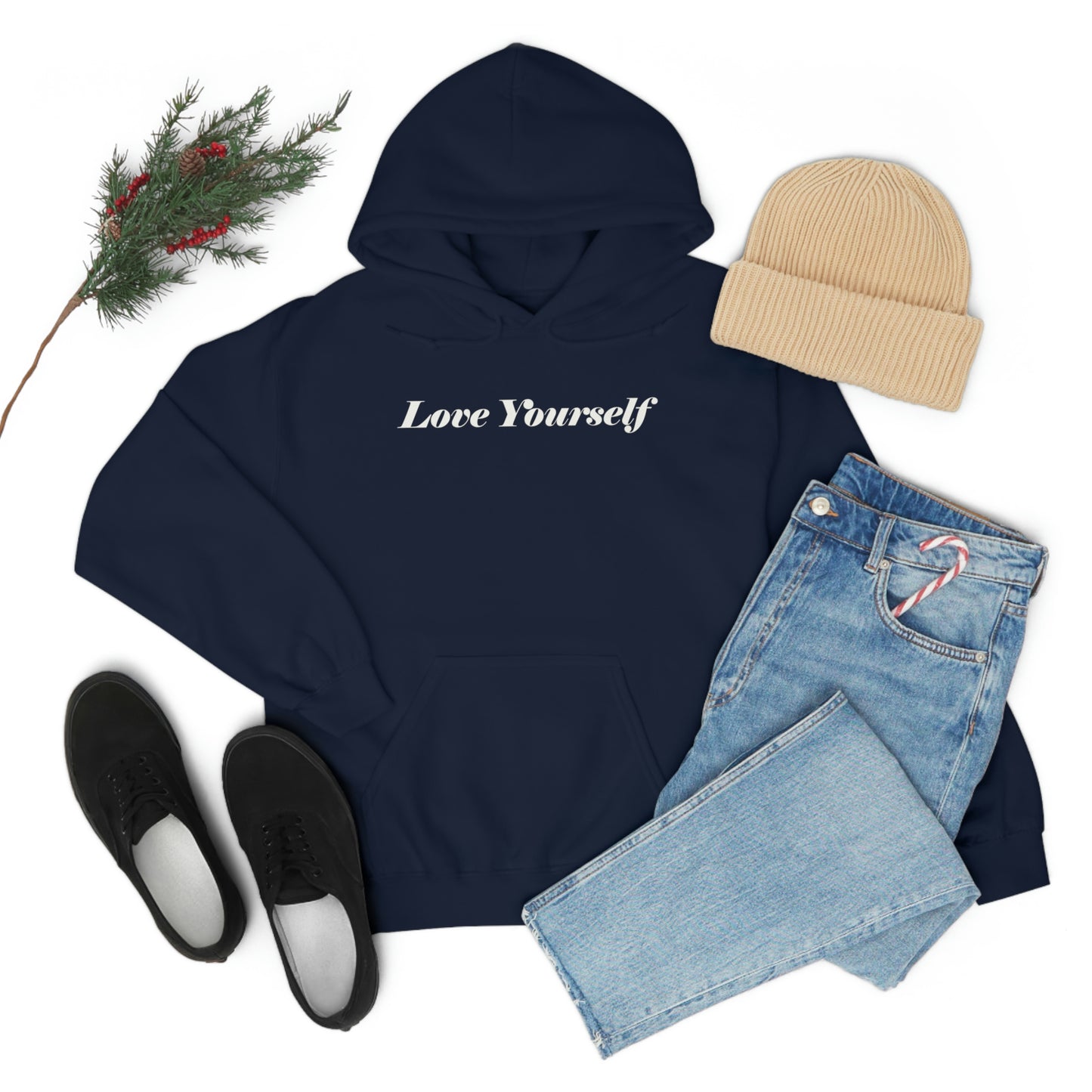 Love Yourself - Dear Human Behind Me - FRONT AND BACK - Unisex Heavy Blend™ Hooded Sweatshirt