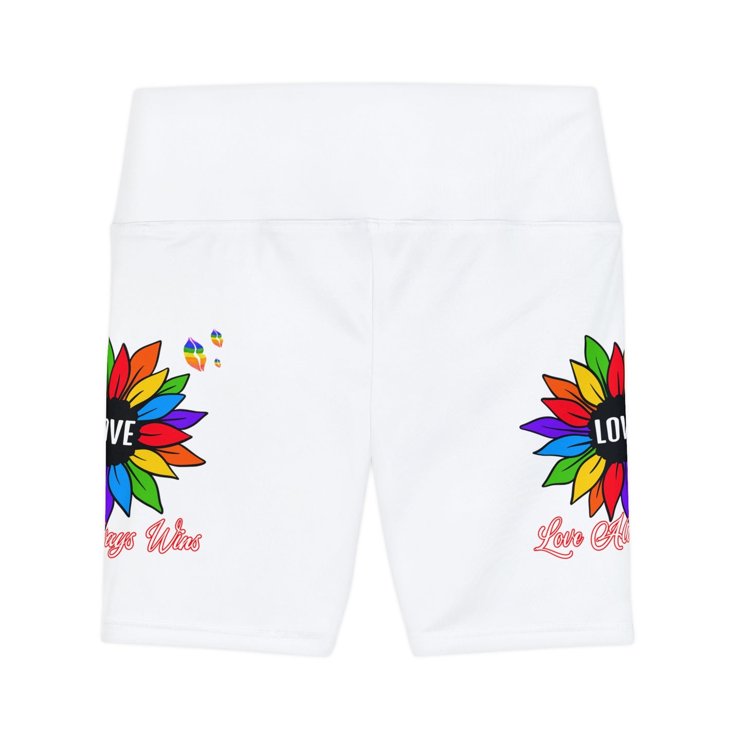 Love Always Wins High Waist Yoga Shorts (AOP) - White