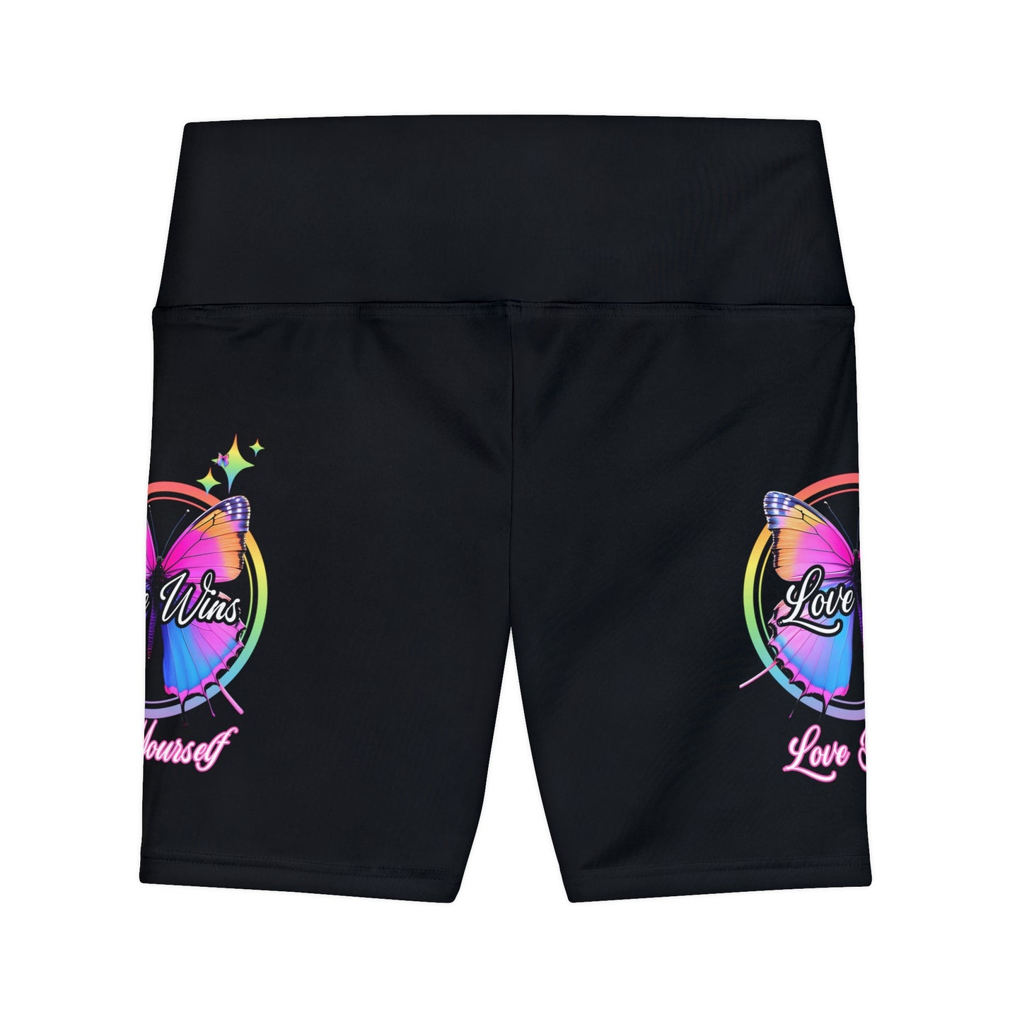 Butterfly Love Yourself High Waist Yoga Shorts (AOP)