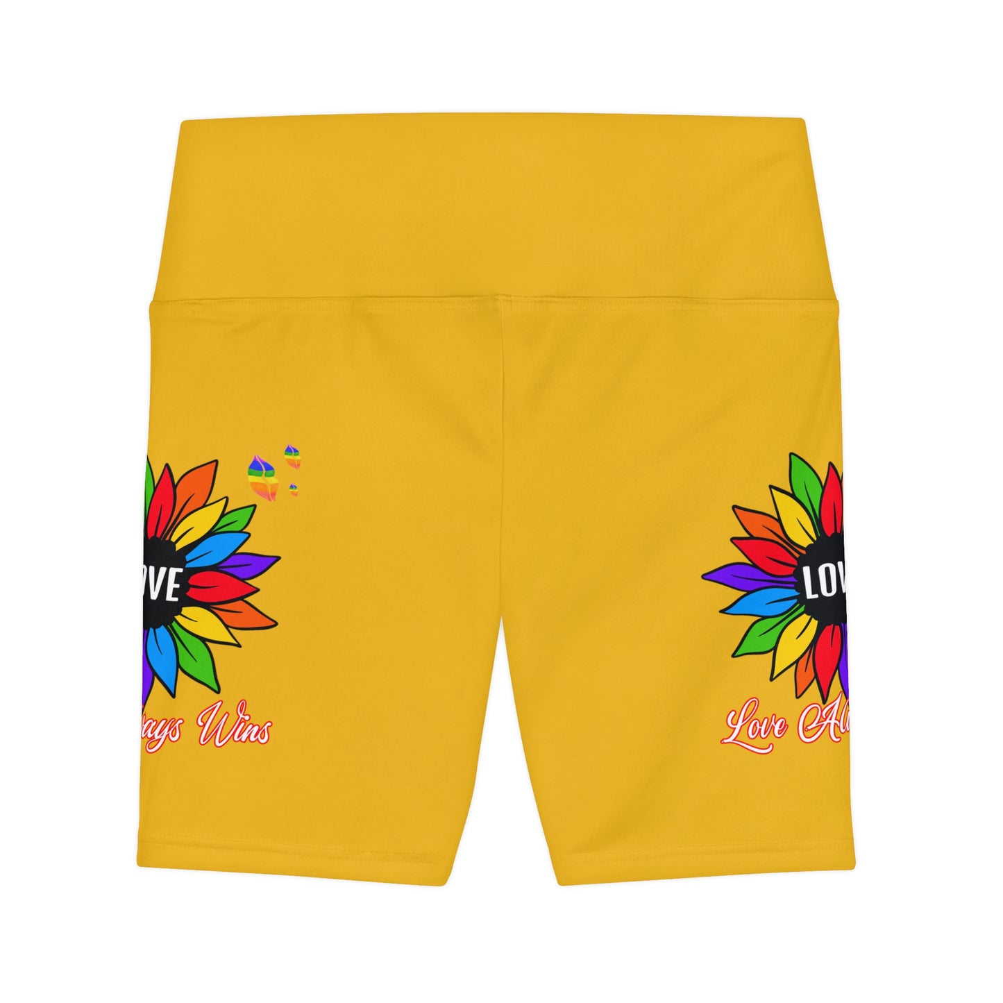 Love Always Wins High Waist Yoga Shorts (AOP) - Yellow