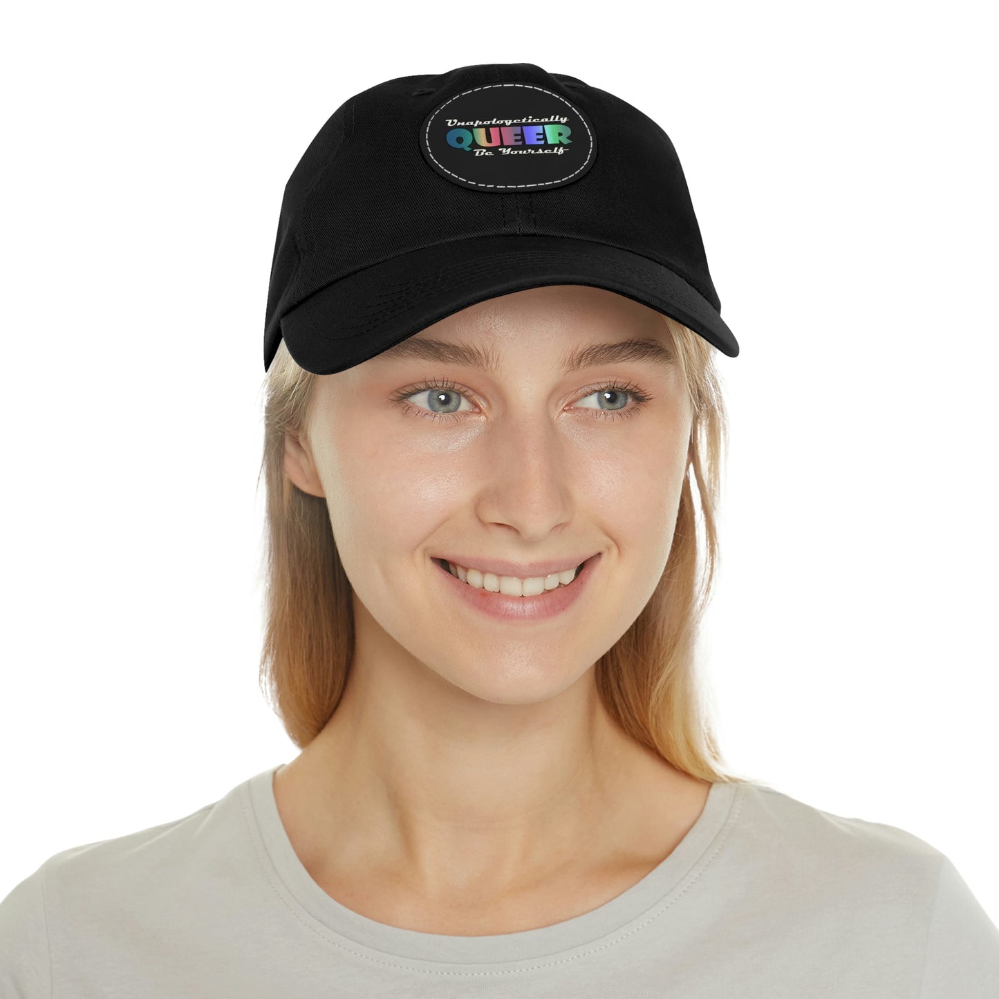 Unapologetically Queer - Be Yourself Hat with Leather Patch (Round)