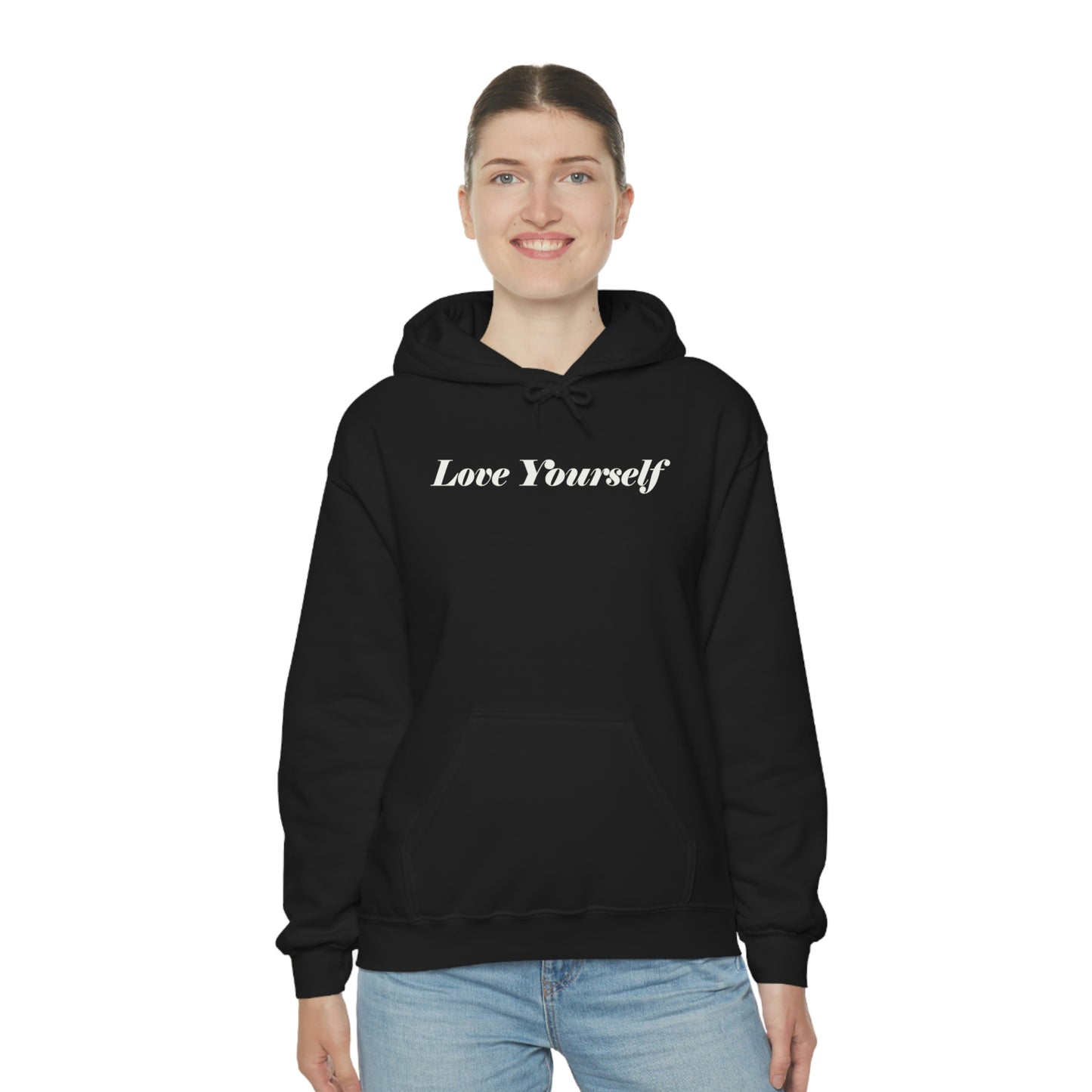 Love Yourself - Dear Human Behind Me - FRONT AND BACK - Unisex Heavy Blend™ Hooded Sweatshirt