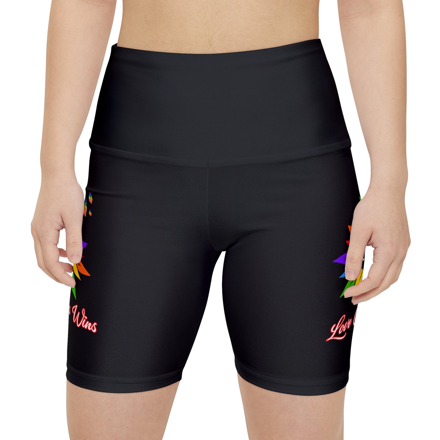 Love Always Wins High Waist Yoga Shorts (AOP)